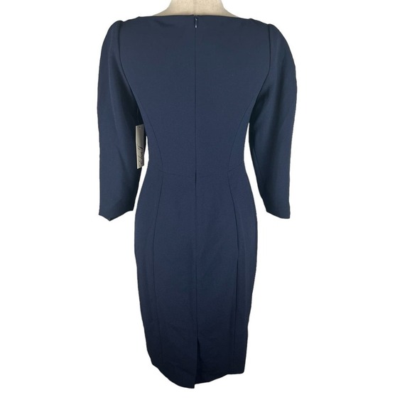 ELIZA J PLEATED 3/4 SLEEVE SHEATH DRESS IN NAVY NWT WOMEN'S‎ SIZE 2 - Picture 8 of 16